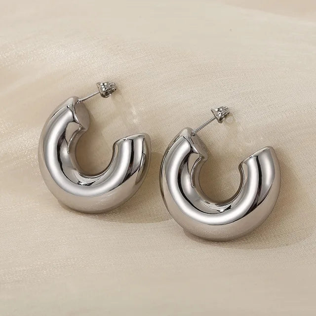Moonlit Silver Hoops