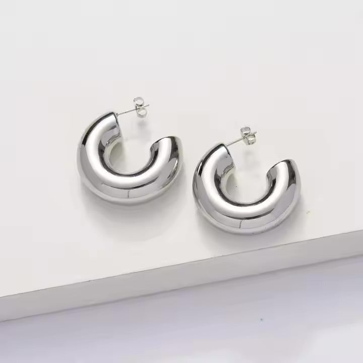 Moonlit Silver Hoops