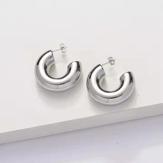 Moonlit Silver Hoops